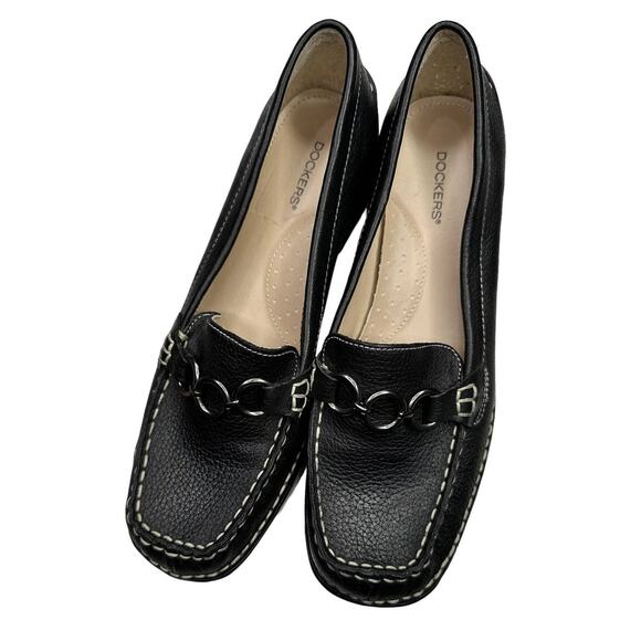 Dockers Black Leather loafers flats women's shoes size 8M - Picture 1 of 6